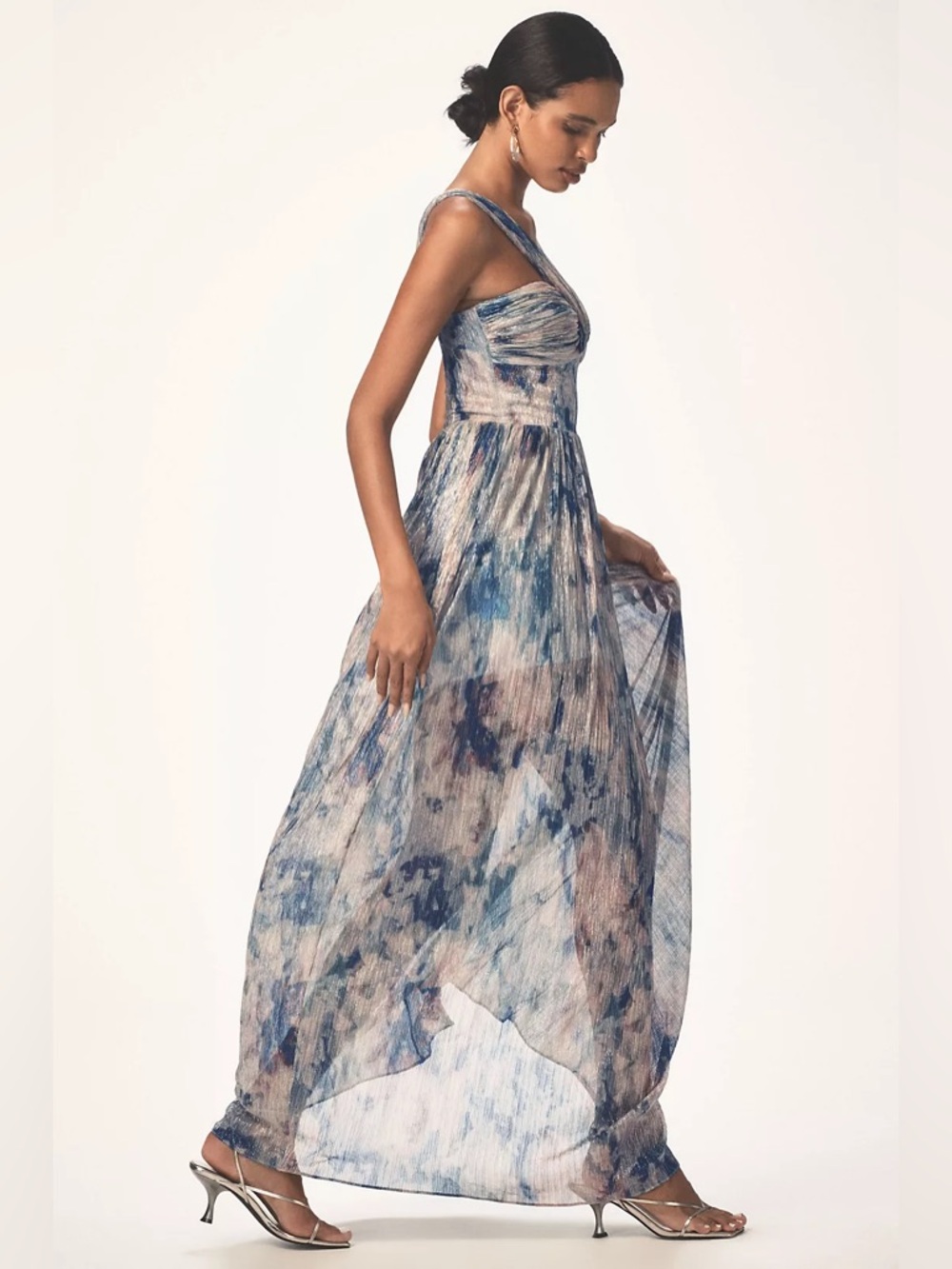 Dress The Population Idalia One-Shoulder
Floral Plisse Maxi Party Dress M - Picture 3 of 7